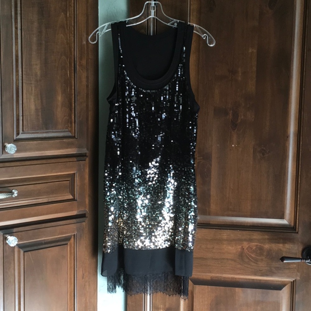 Black sequin cocktail dress